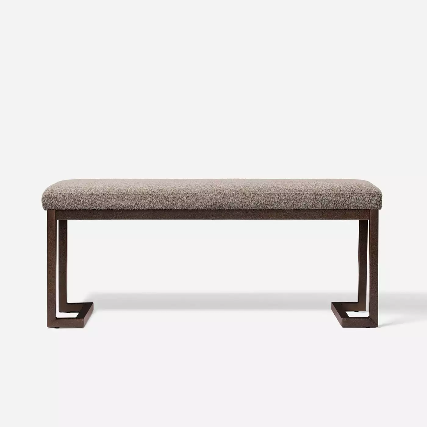 Pelican Pearl White Upholstered Bench Boucle Material Gray Chic Design Durable Metal Structure Benches LMing