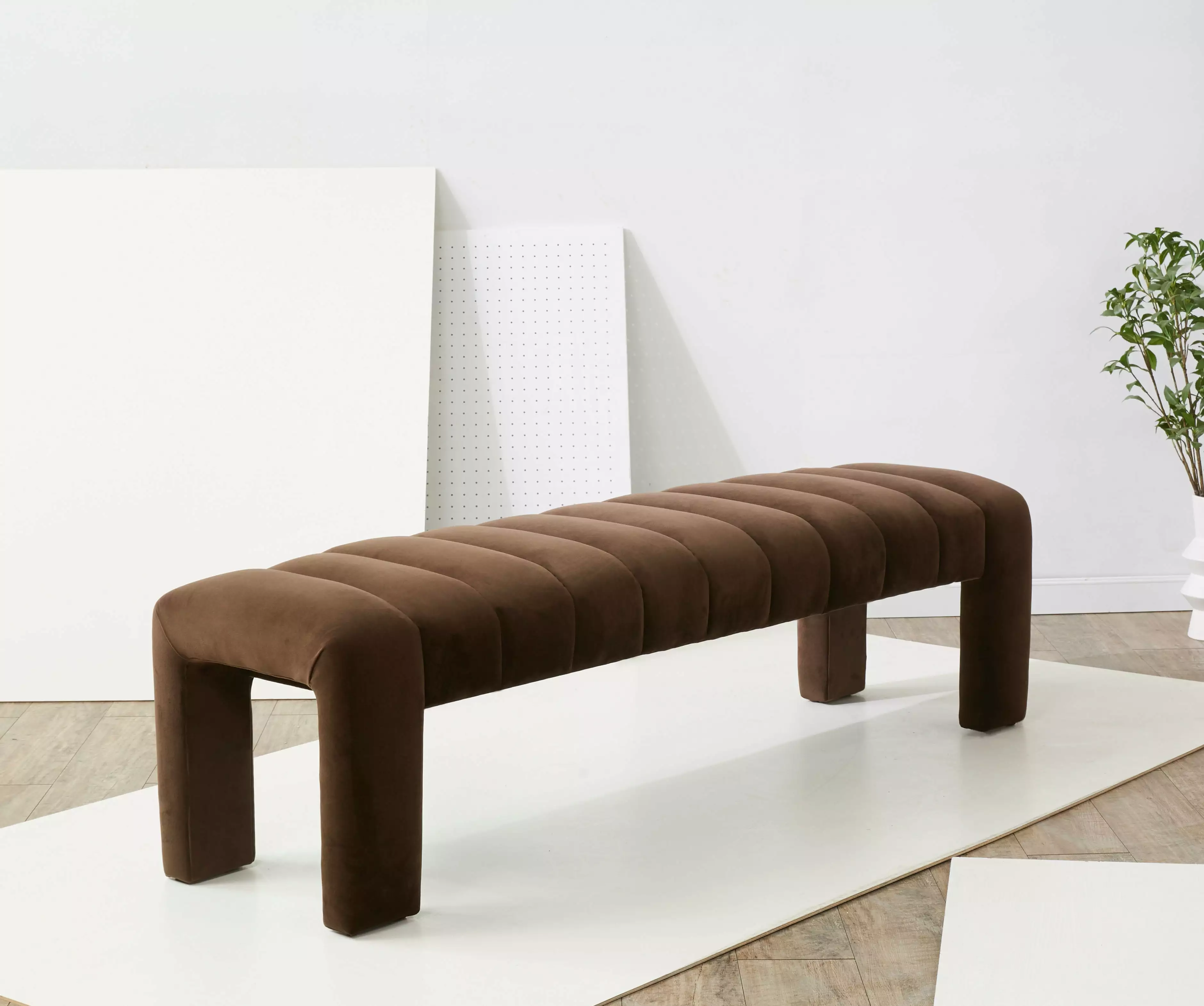 SAFAVIEH Couture Bellisima Solid Tufted Velvet Modern Bench Dark Brown Benches