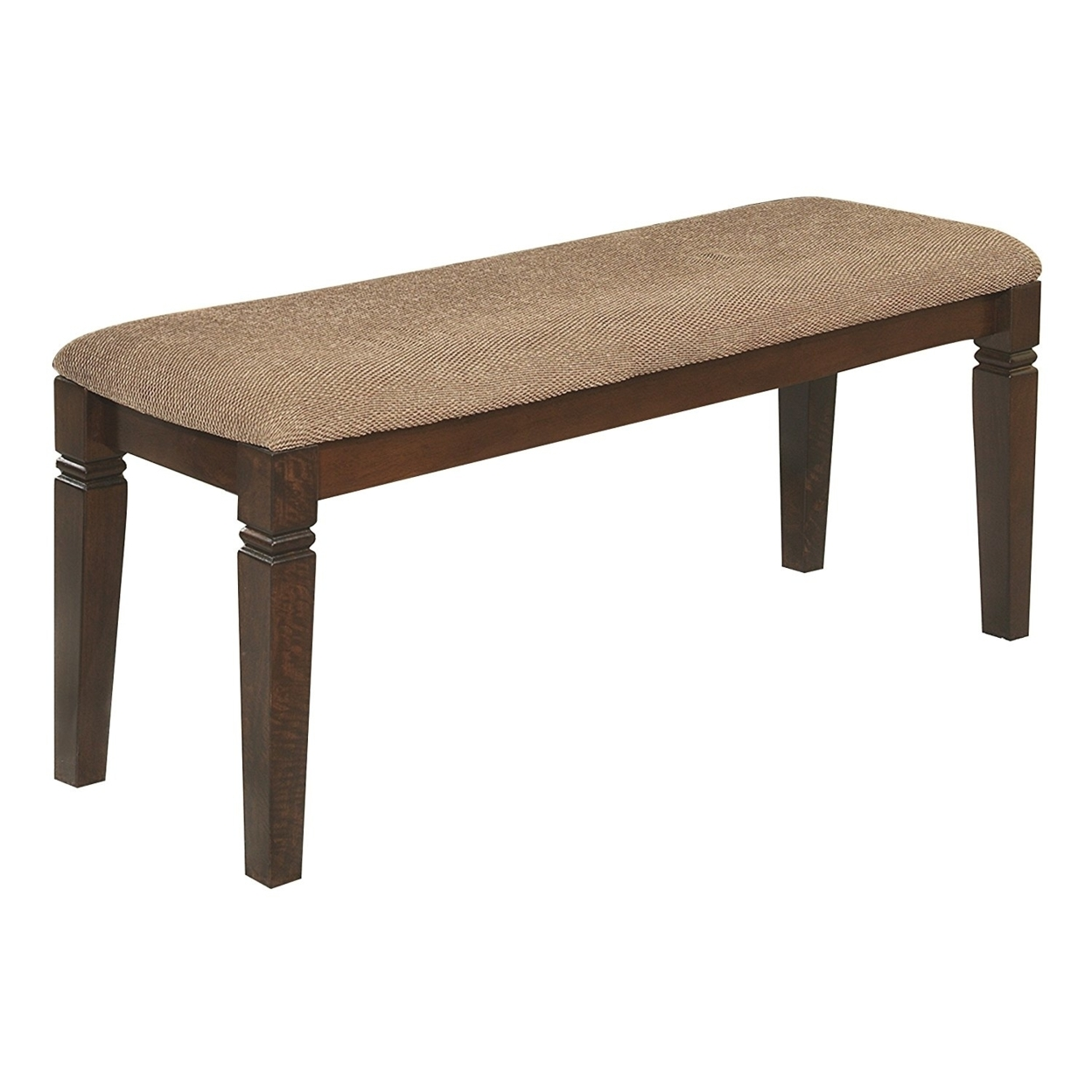 Fabric Upholstered Solid Wooden Bench Light and Dark Brown Saltoro Sherpi Living Room Bench Benches