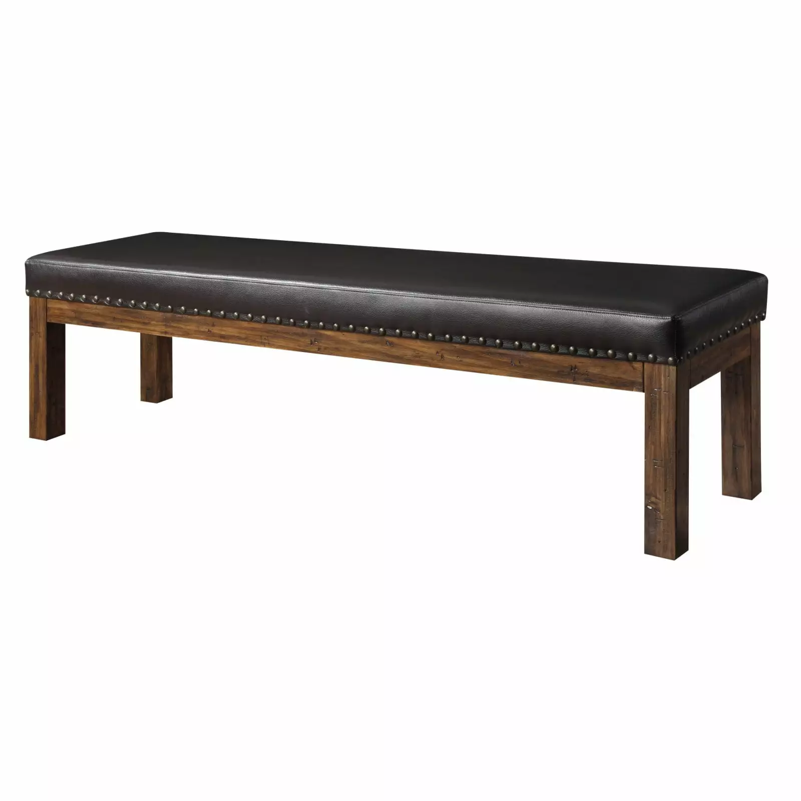 Wallace & Bay Upholstered Bench Faux Leather Seat and Nailhead Trim - Stylish Living Room Furniture Benches