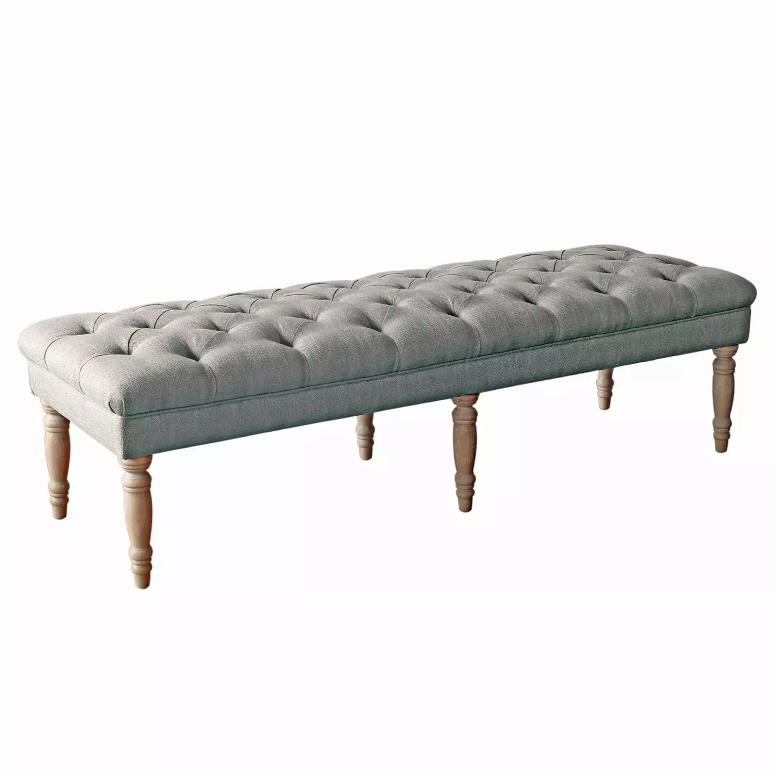 Woven Paths Layla Tufted Bench Gray Upholstery Entryway or Living Room Benches