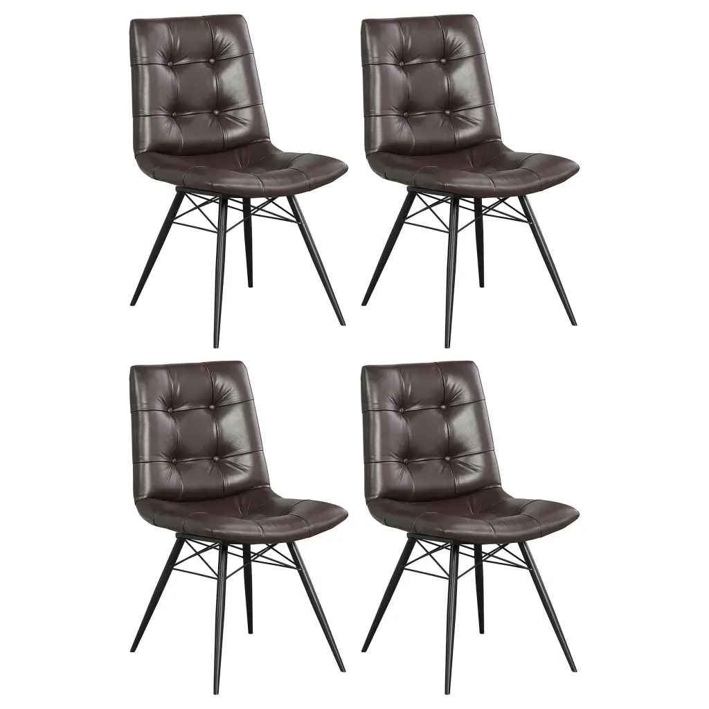 Aiken Upholstered Tufted Side Chairs Brown Set 4 Comfortable Dining Chairs