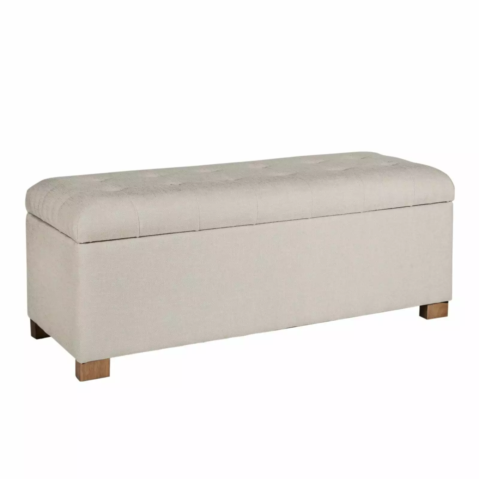Polyester Upholstery Bench Button Tufted Hinged Lid Storage and Wood Feet - Light Gray Benches Bed Bath & Beyond