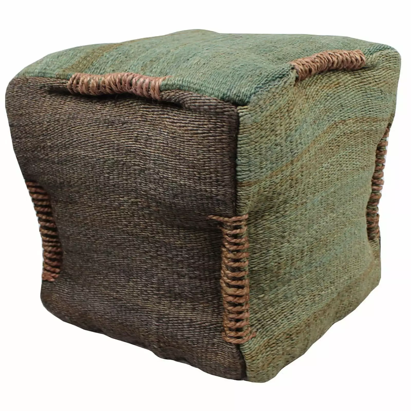 Andy Pouf Upholstered Green Fabric Modern Foot Stool MOTI Furniture