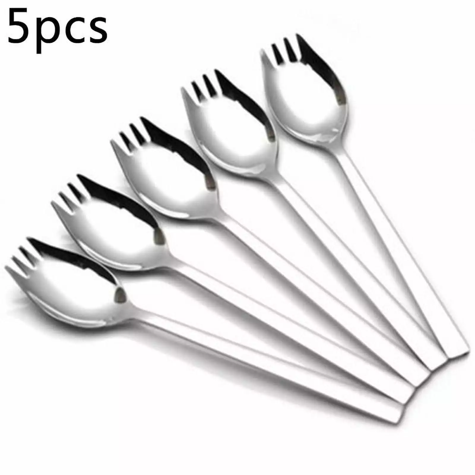 5Pcs Stainless Steel Spork Soup Salad Noodle Spoon Fork Cutlery Tableware Set