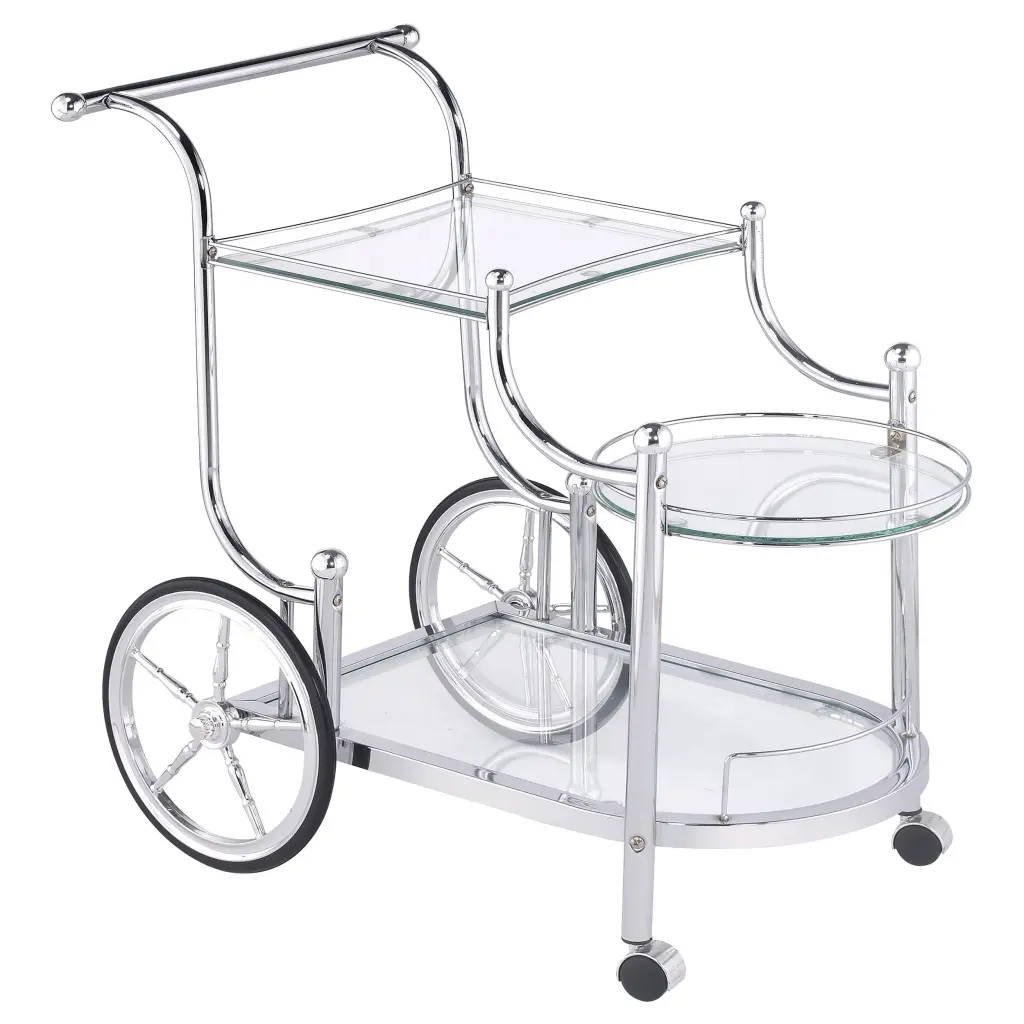 Sarandon 3-tier Serving Cart Chrome and Clear Modern Kitchen Utility Cart