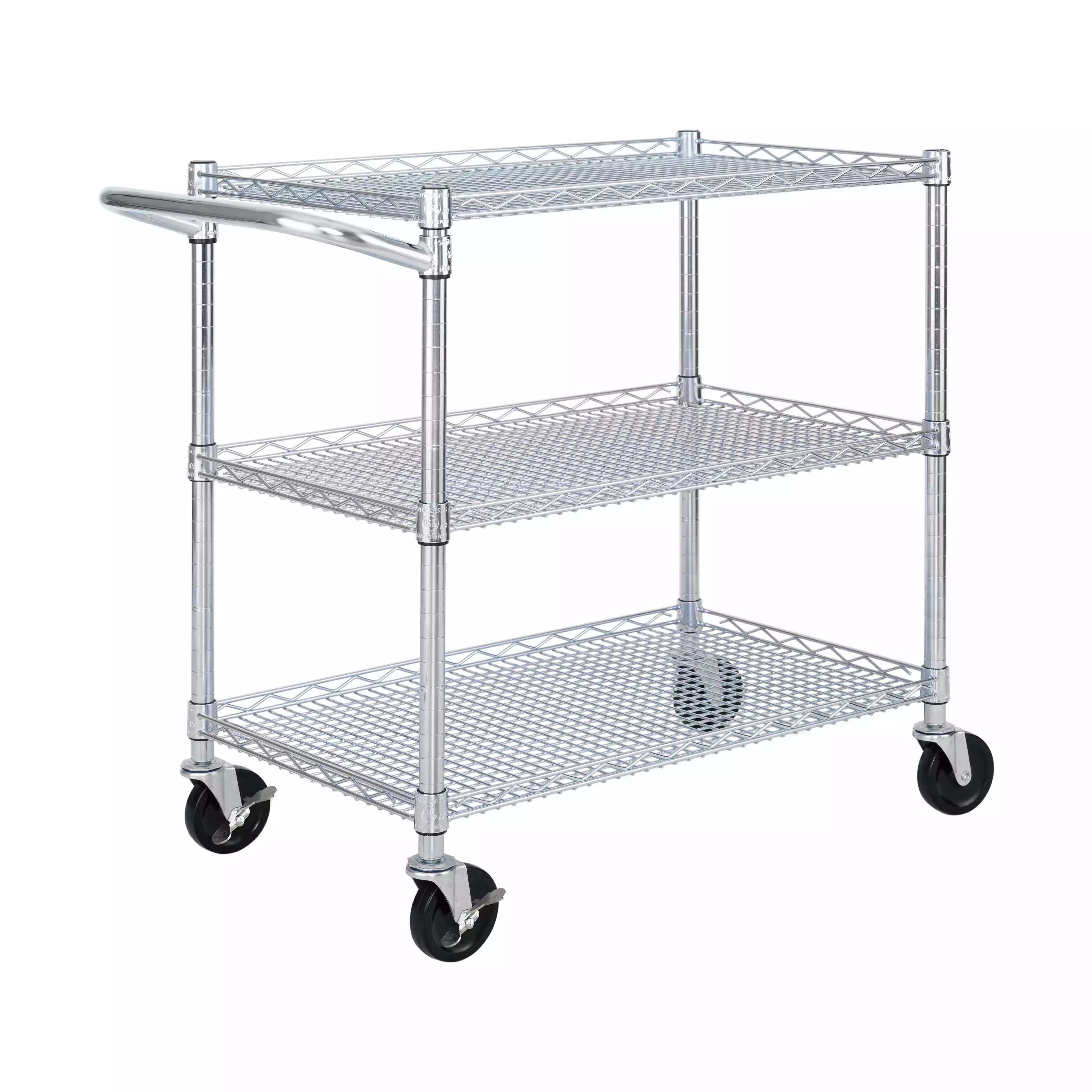 Seville Classics 3-Tier Commercial Rolling Utility Cart UltraZinc