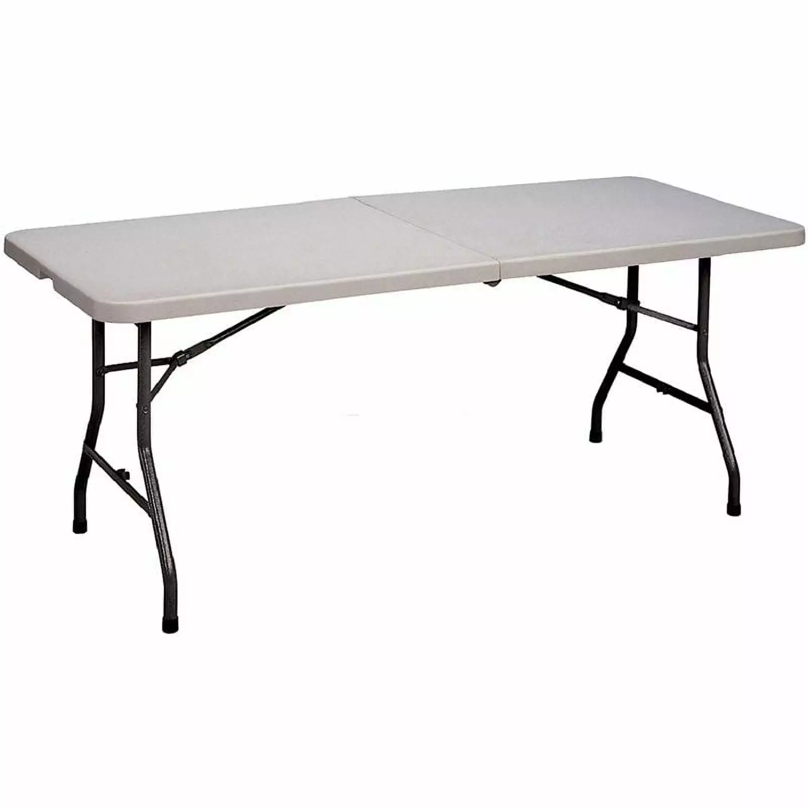 Correll 30W x 72D Economy Blow-Molded Plastic Fold Half Table - Gray