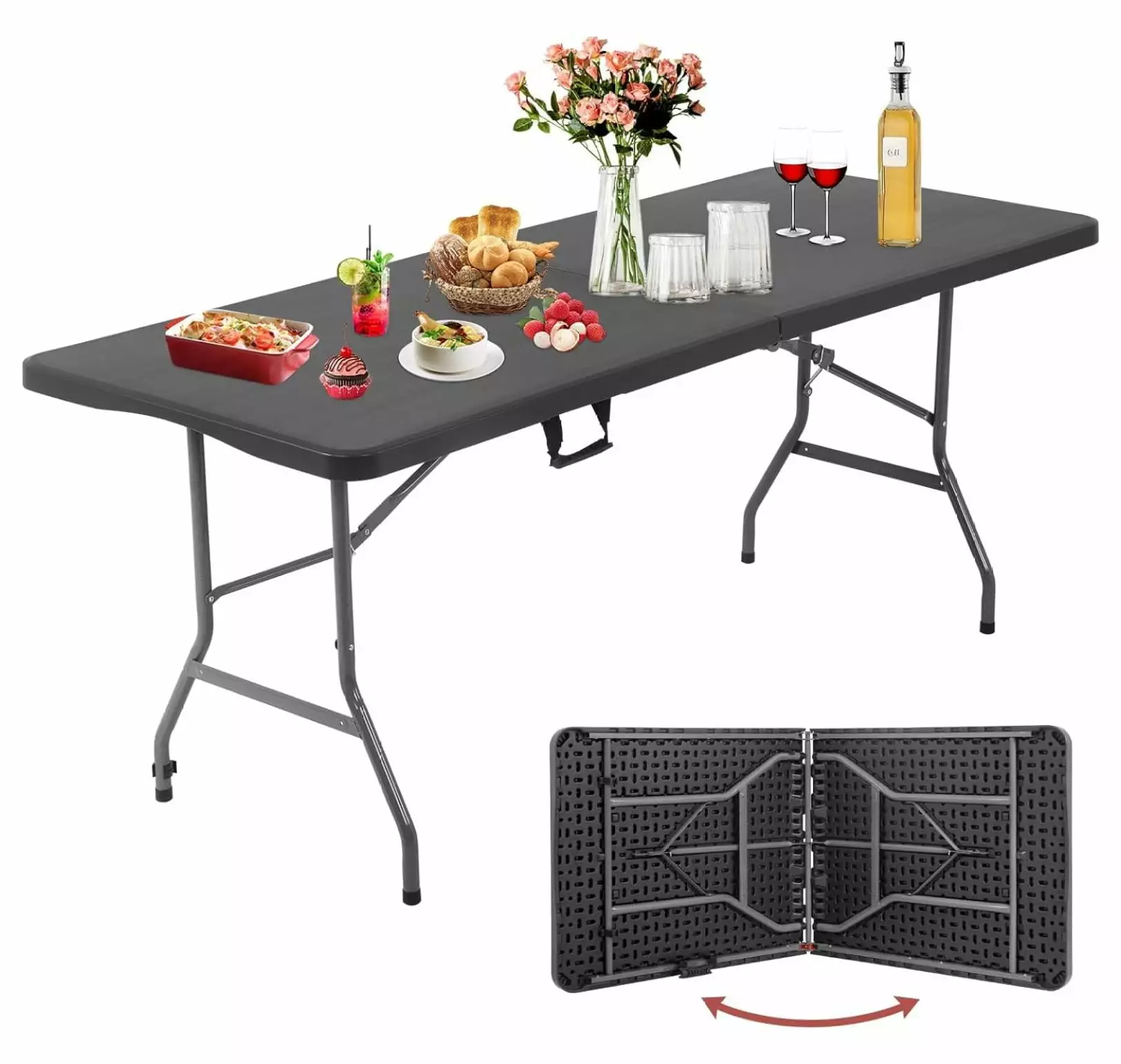 Folding Table 6 FT Heavy Duty Plastic Foldable Table Garden Party Picnic Camping