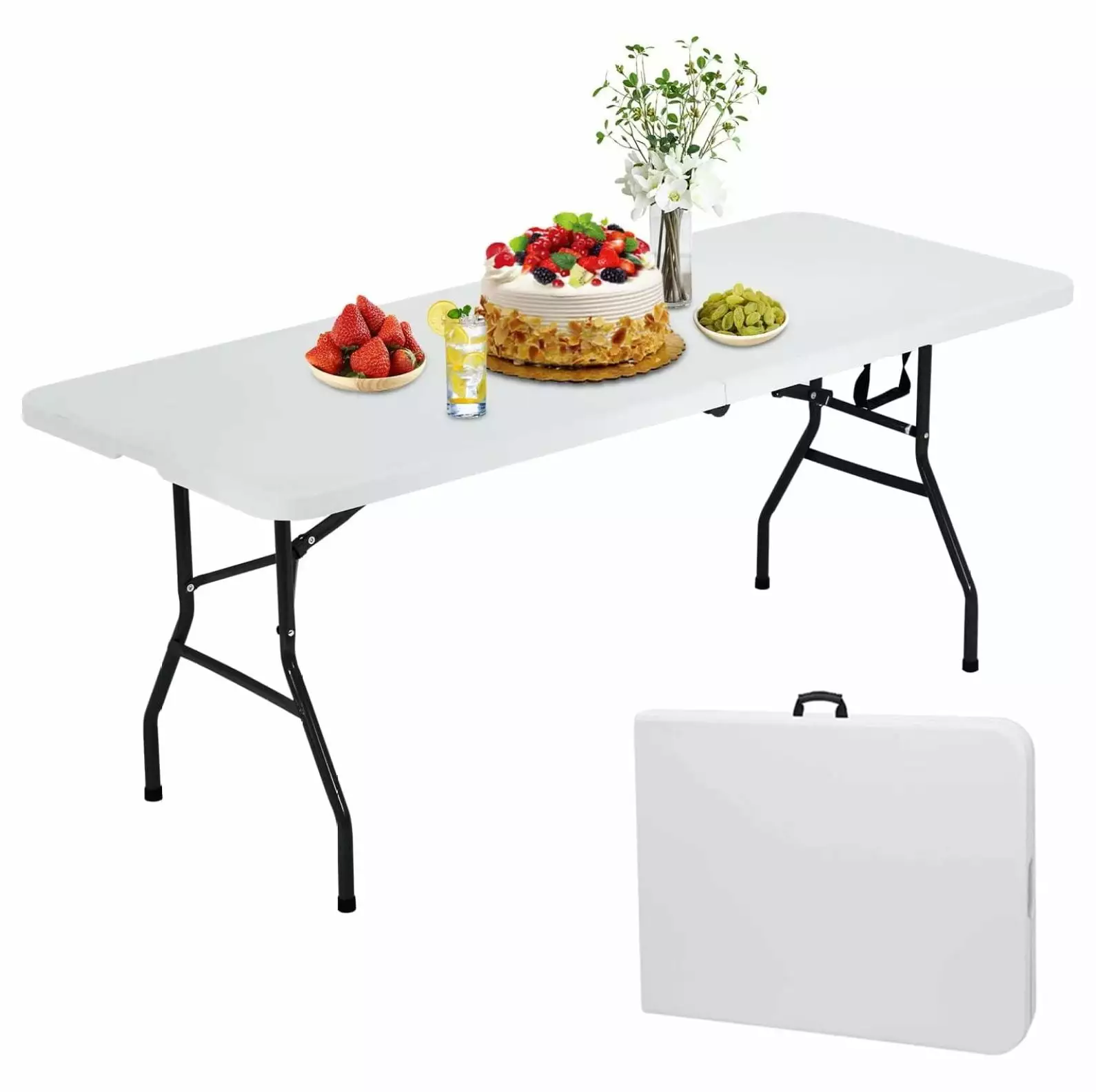 Gexandy Plastic Folding Table 6ft Heavy Duty Foldable Utility Table 500LBS Capacity