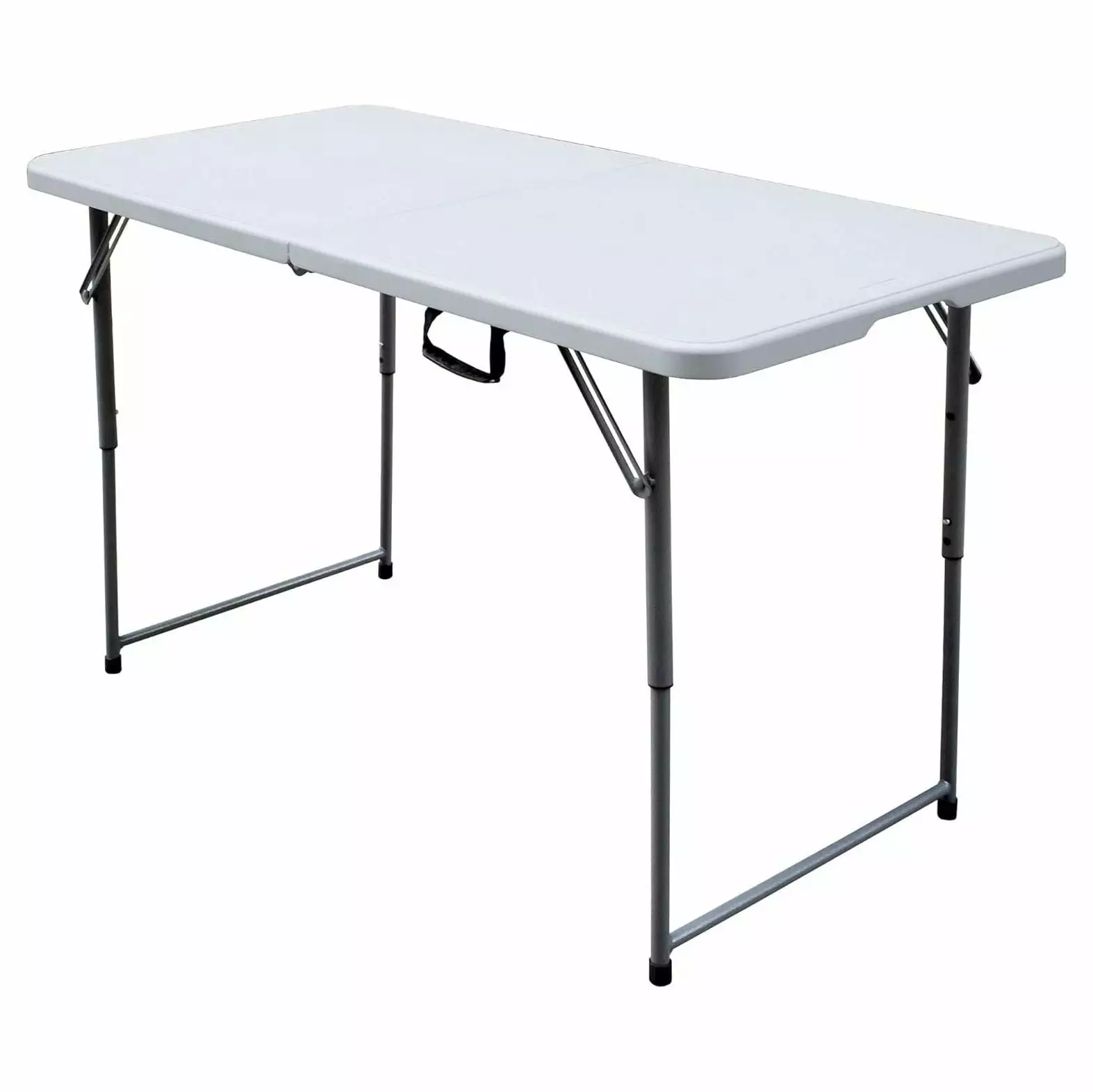 Lwory PDG-802 4 Foot Blow Molded Bi Foldable Utility Portable Garage Sale Event Dining Banquet Table Carrying Handle White
