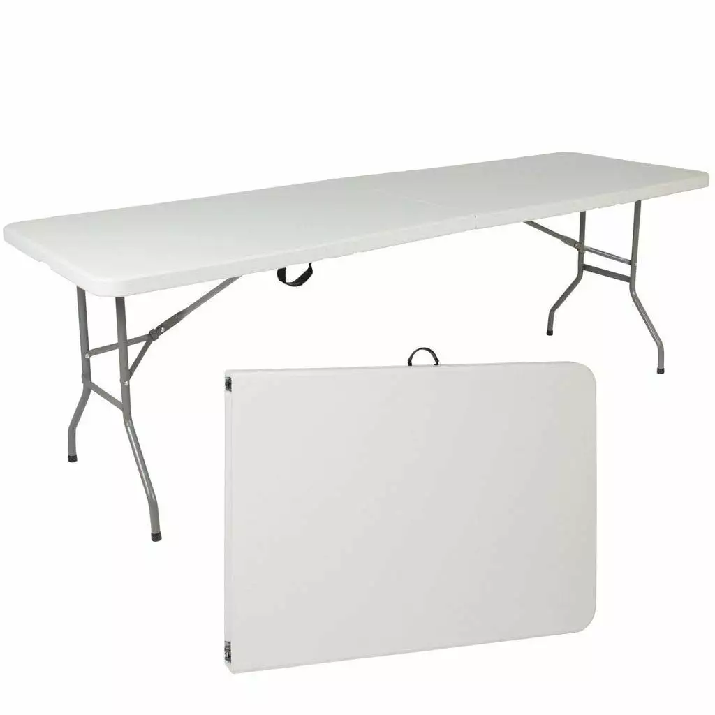 New Home Era 8ft Folding Table - Fold--Half Portable Utility Table Parties Camping Wedding BBQ