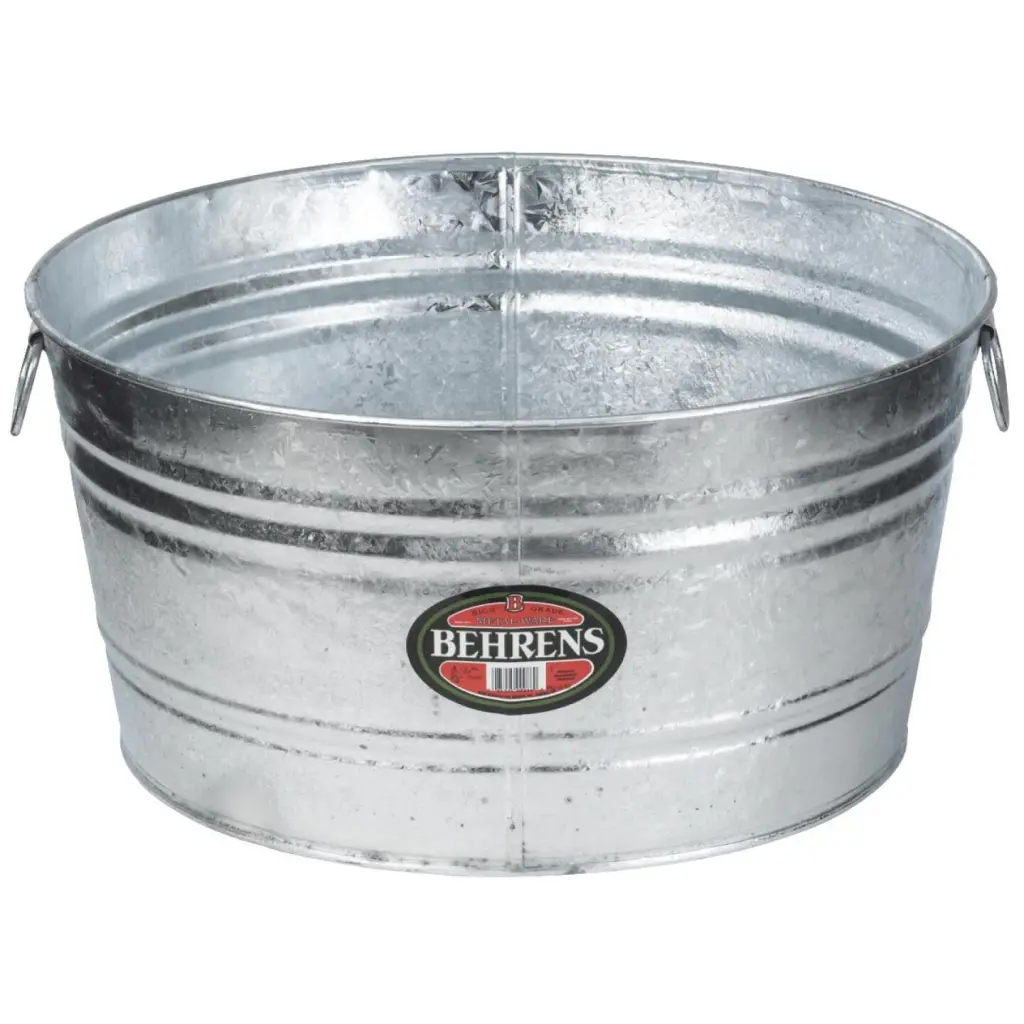 Behrens 17 Gal. Round Hot-Dipped Utility Tub Heavy-Duty Laundry and Cleaning