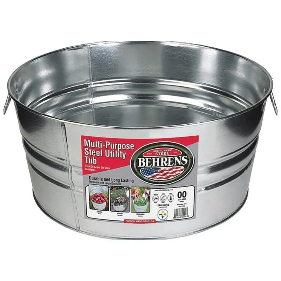BEHRENS MULTI-PURPOSE GALVANIZED STEEL UTILITY TUB Laundry, Bath, or Outdoor Use