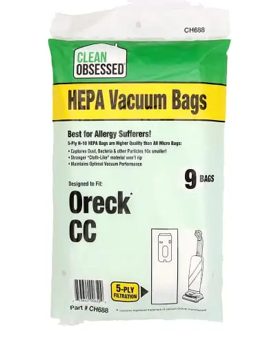 Clean Obsessed H-10 HEPA Vacuum Bags Oreck Type CC Upright Cleaners