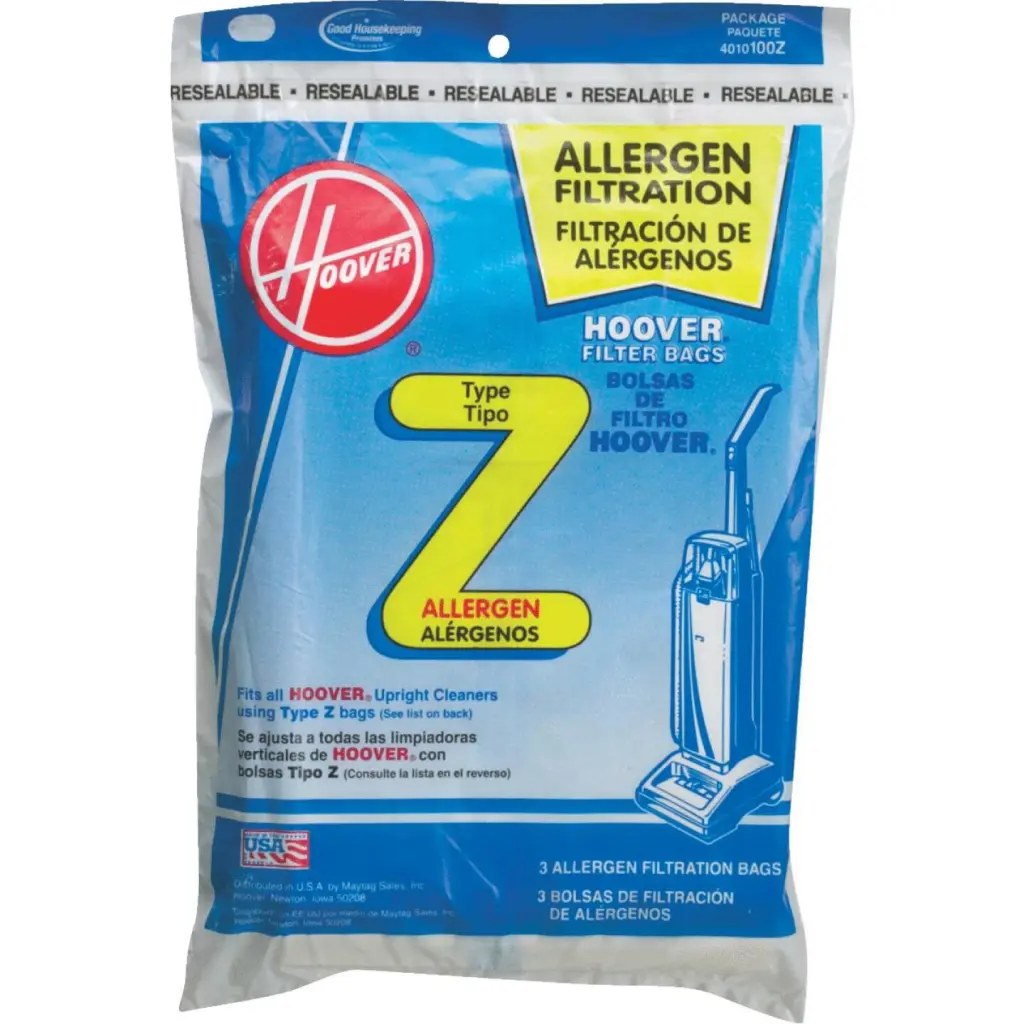 Hoover Type Z Allergen Filtration Vacuum Bag 3-Pack Allergy Relief