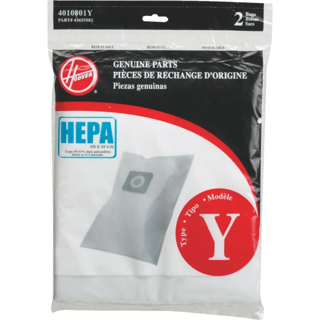 Hoover Type Y HEPA Vacuum Bag 2-Pack High Efficiency Filtration