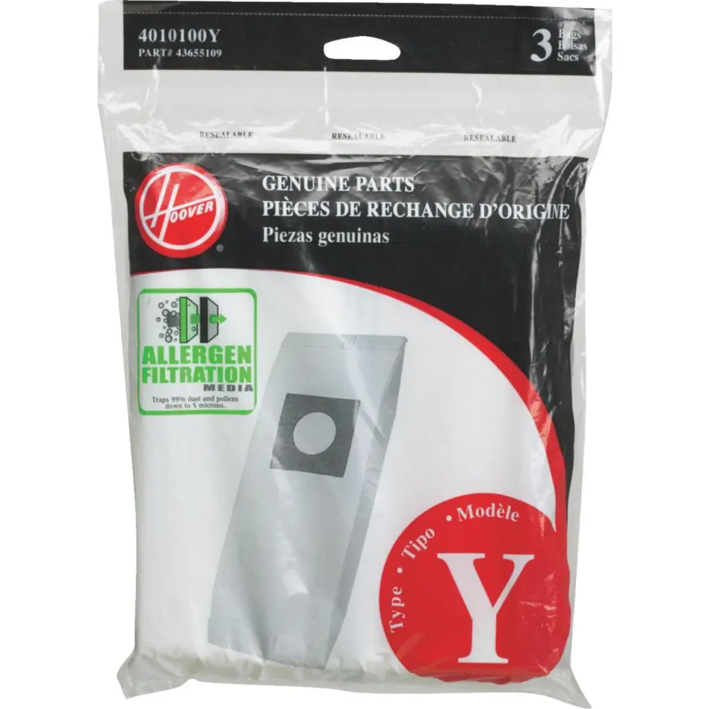 Hoover Type Y Allergen Filtration Vacuum Bags 3-Pack Dust Mite and Pet Hair