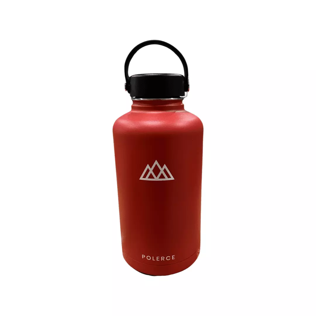 Polorce 64 Fl Oz Vacuum Insulated Bottle Stainless Steel Thermally Insulated Flask Flex Cap Red
