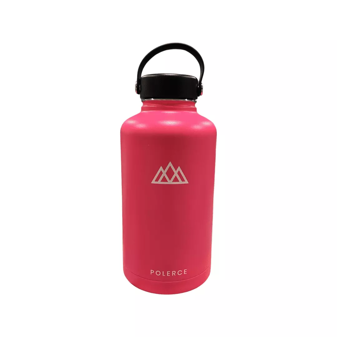 Polorce 64 Fl Oz Vacuum Insulated Bottle Stainless Steel Thermally Insulated Flask Flex Cap Pink