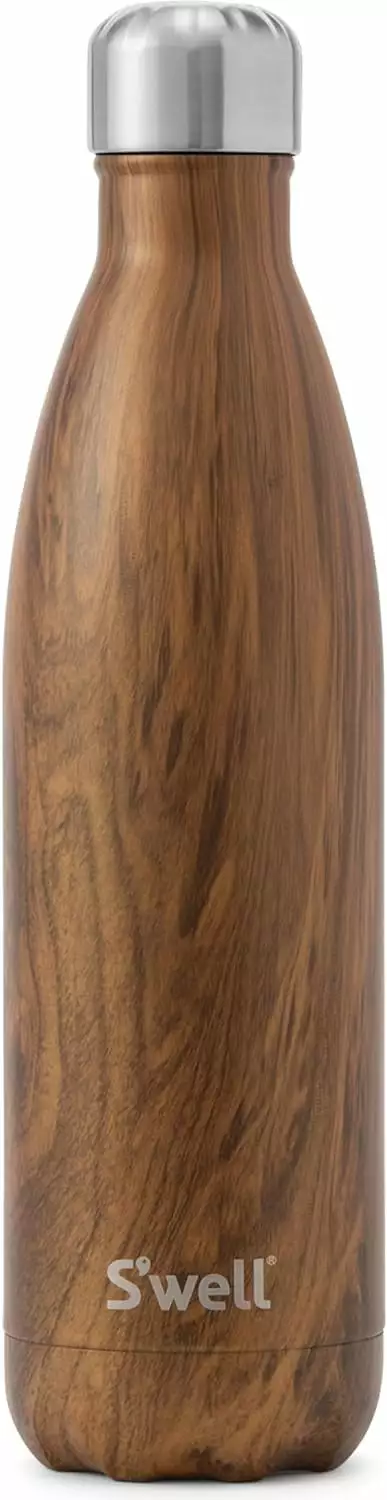 Therma-Swell 25oz Stainless Steel Water Bottle Teakwood Vacuum Insulated BPA Free Hot and Cold Drinks