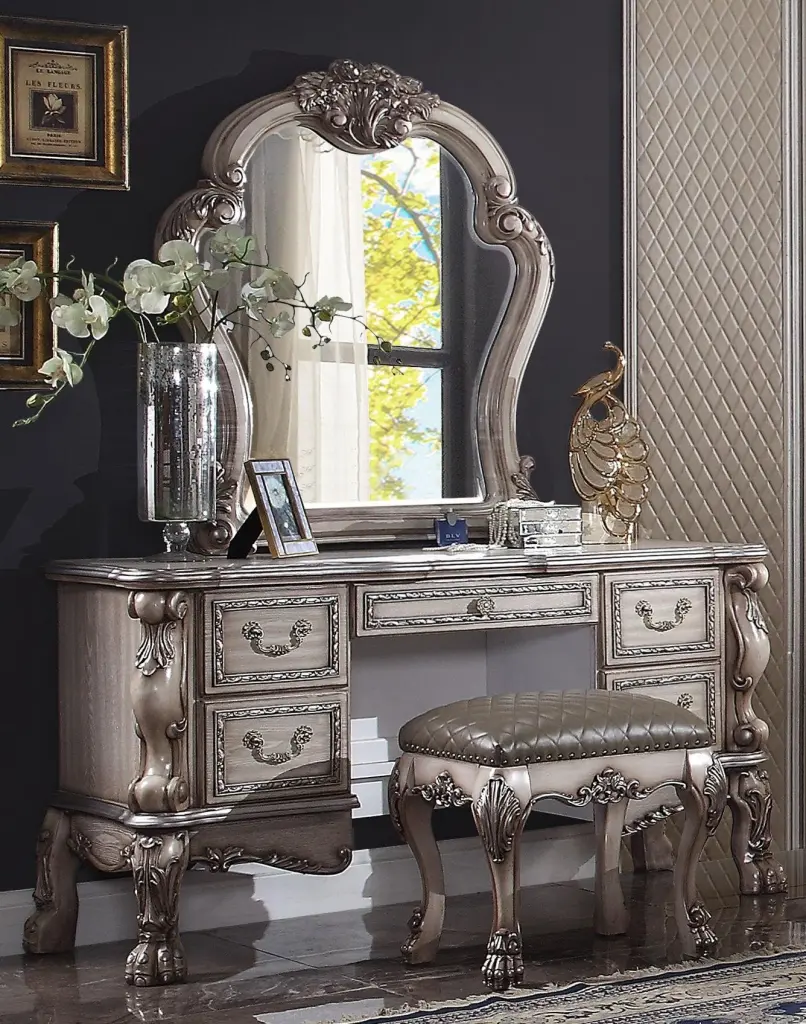 Dresden Vintage Bone White Vanity Desk - Classic Dressing Table