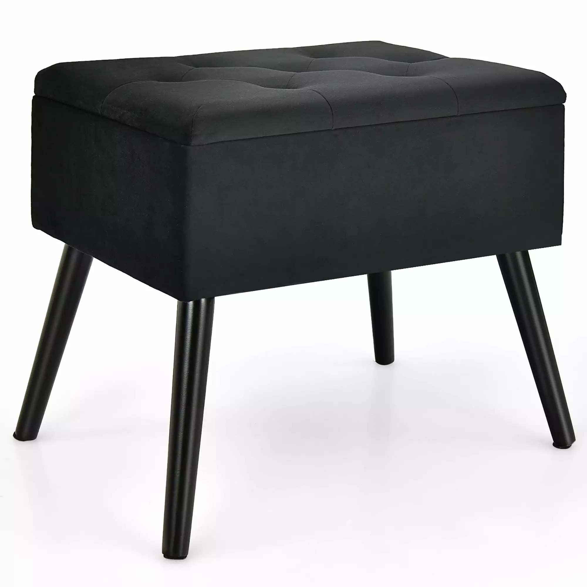 Costway Velvet Storage Ottoman Tufted Flip Top Vanity Stool Footrest Wood Legs Ottomans