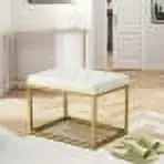 EEPHO Velvet Shoe Changing Stool White Footstool Square Vanity Chair Sofa Stool Makeup Stool Vanity Seat Benches