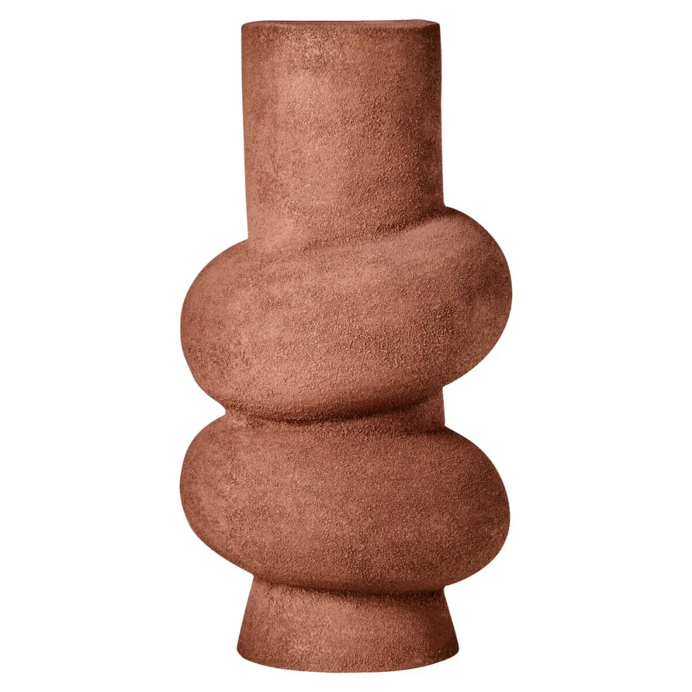 Crackle Glaze Dunas Large Tactile Bubble Vase - Red