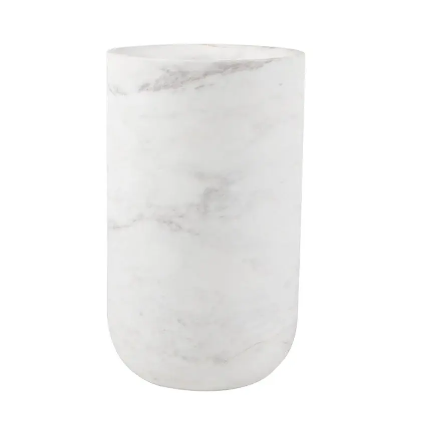Fajen Marble Vase - Pearl Rustic Wood Base