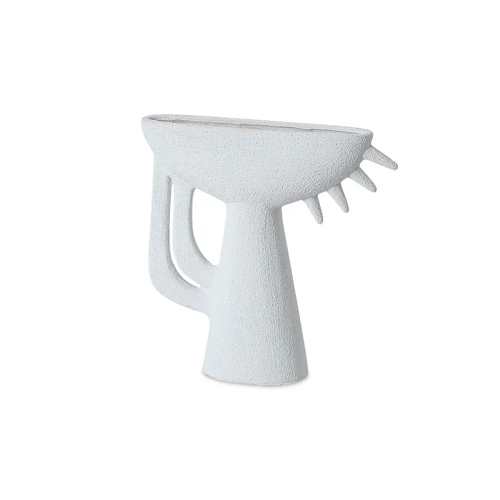Hadrian Earthenware Vase - White Frosted Glass