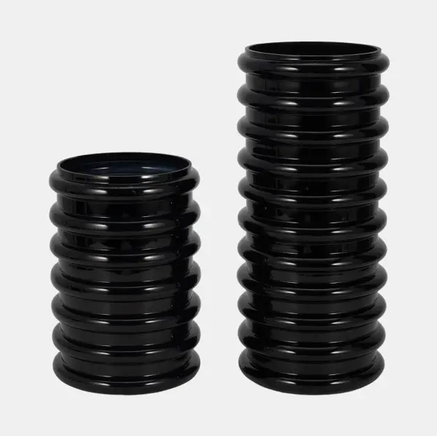 Handcrafted Ceramic Ebony Glass Scalloped Vase