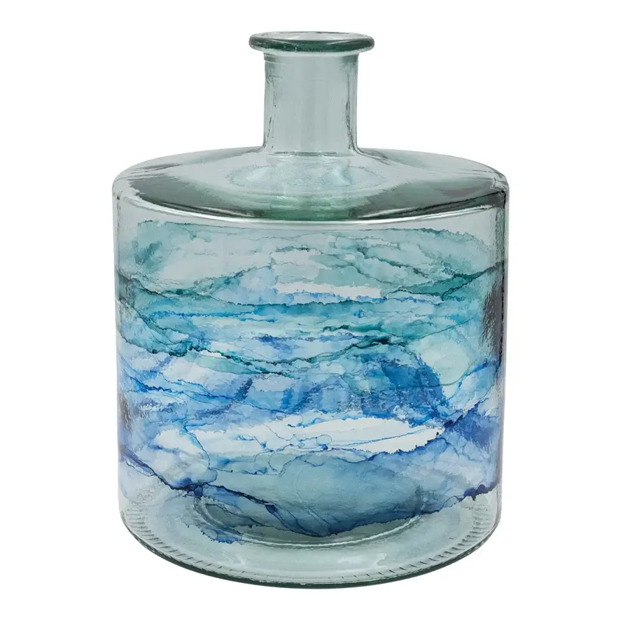 Indigo Ombre Recycled Glass Vase-Small