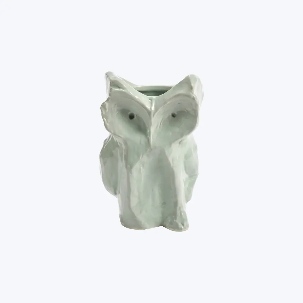 Textured Ceramic Owl Vase After Midnight