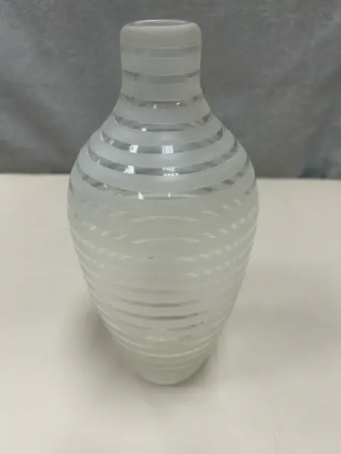 Textured Ceramic WHITE CRYSTAL STRIPE GLASS VASE