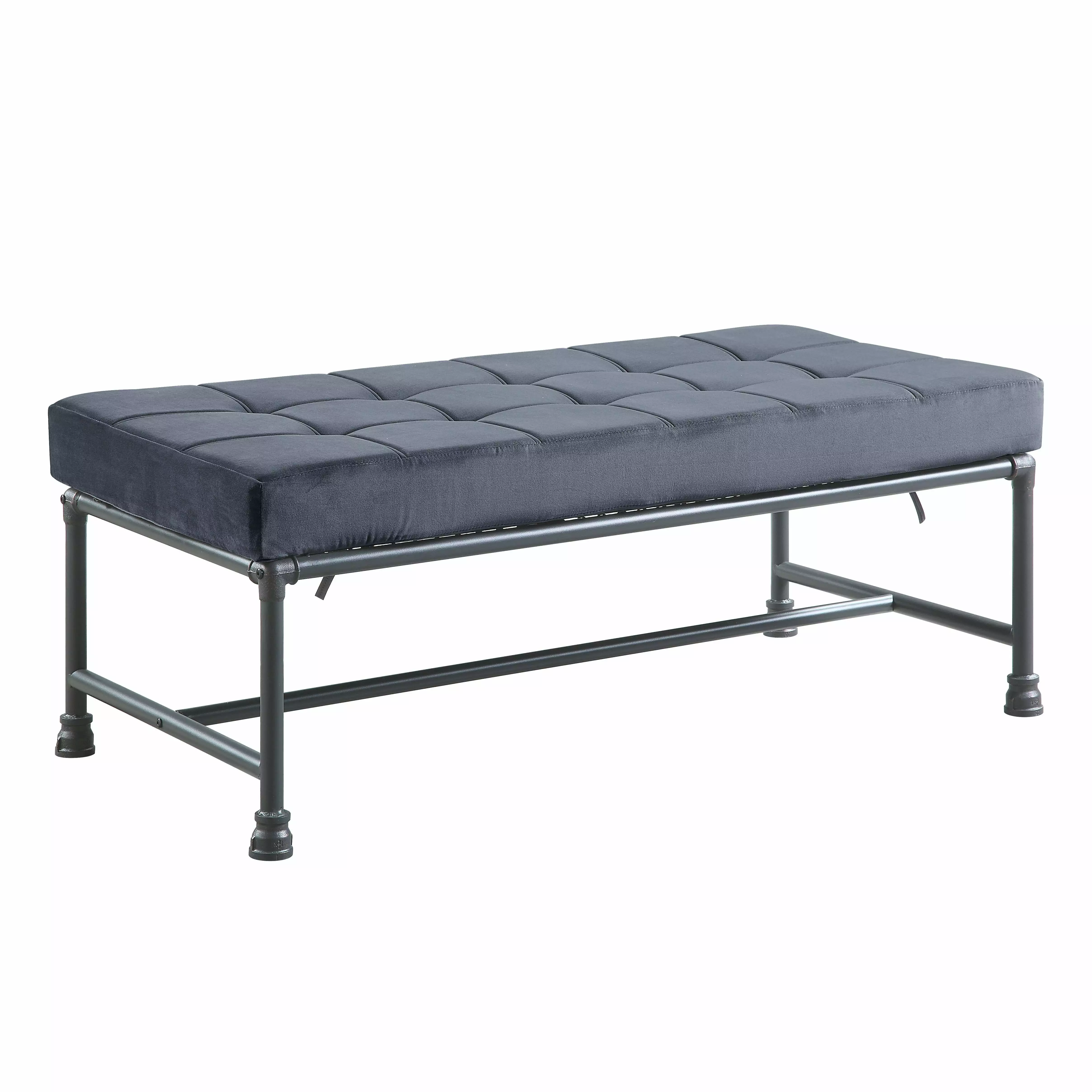 AC00428 - Gray Velvet & Sandy Gray Finish Brantley Bench - Stylish Living Room Seating Benches Acme Furniture
