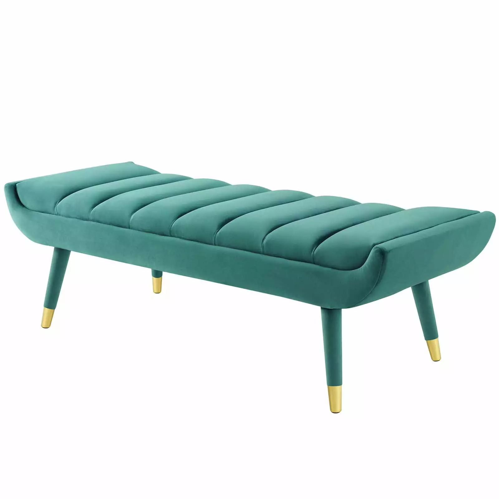 Contemporary Modern Urban Designer Living Room Lounge Club Lobby Accent Chair Bench Aqua Blue Velvet Benches