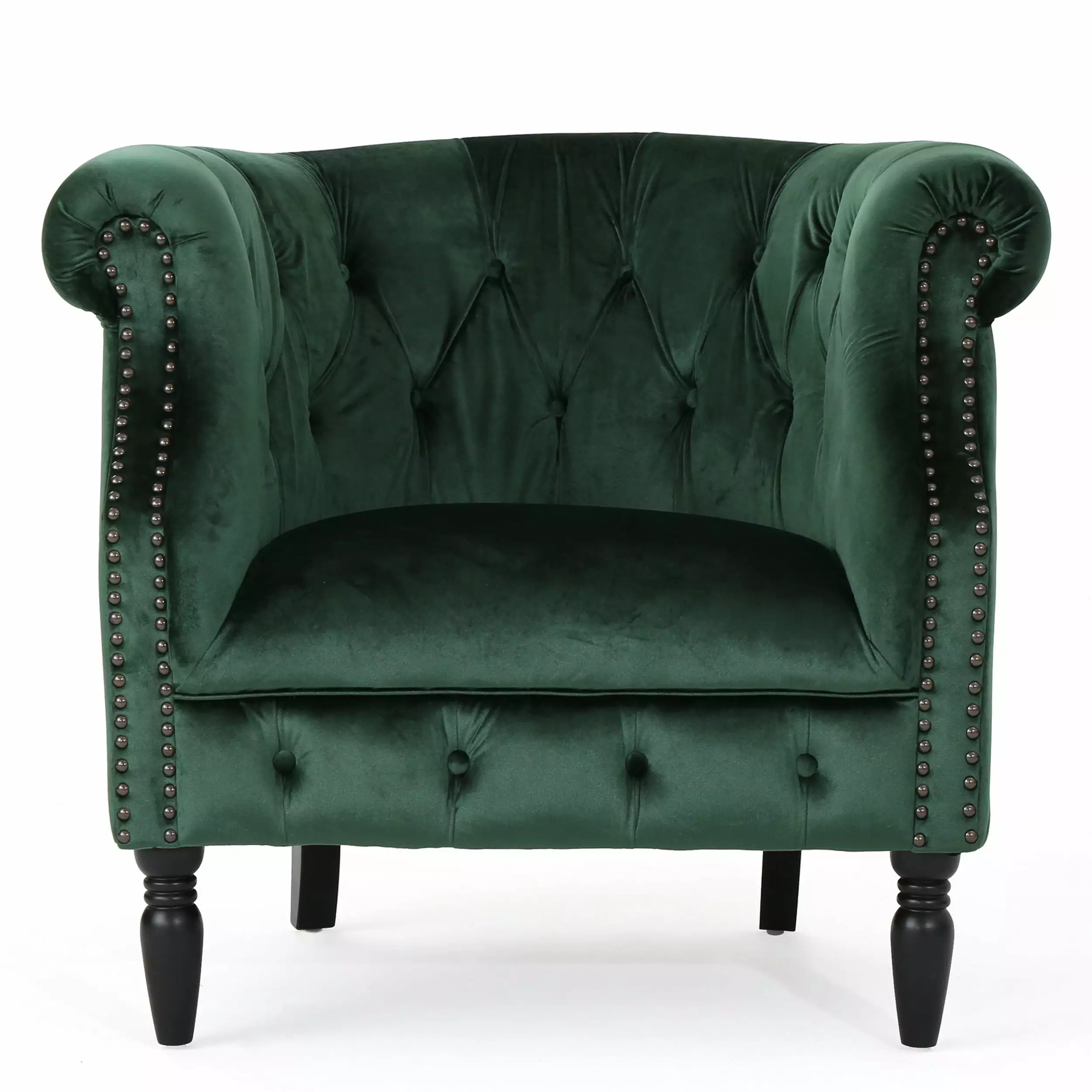 GDF Studio Aries New Velvet Club Chair Emerald - Luxe Velvet Upholstery GDFSTUDIO