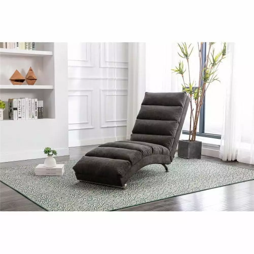 Accent Velvet Chaise Lounge Chair Acrylic Feet - Concubine Sofa Headrest Pillow and Nailhead Trim Chaise Triple Tree