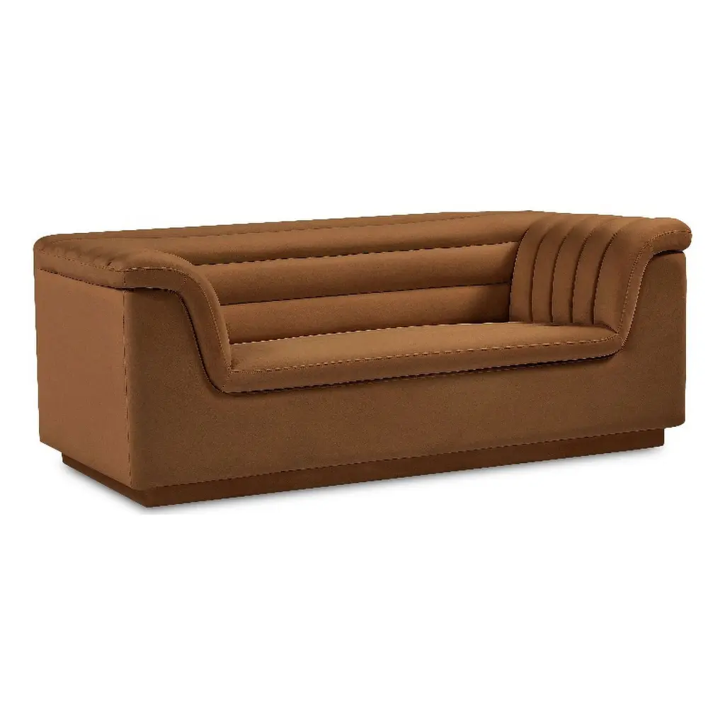 Meridian Furniture Cascade Saddle Velvet Fabric Loveseat Luxe Living