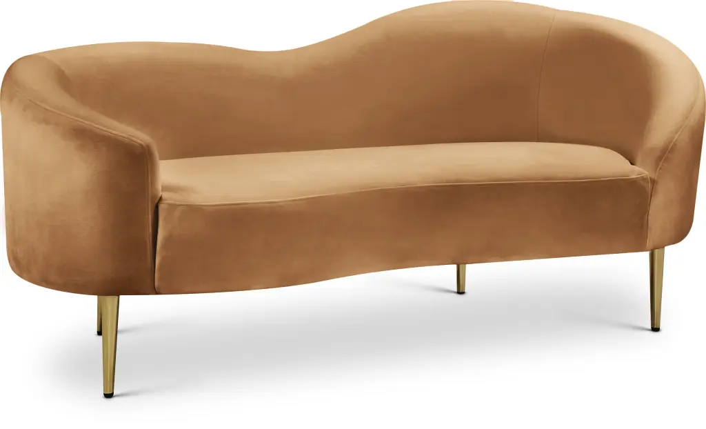 Meridian Furniture Ritz Saddle Velvet Loveseat - Luxurious Living Room Sofa