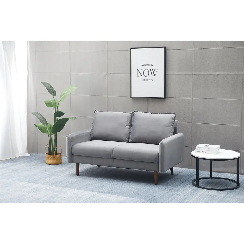 Pemberly Row Contemporary Velvet Living Room Loveseat Gray