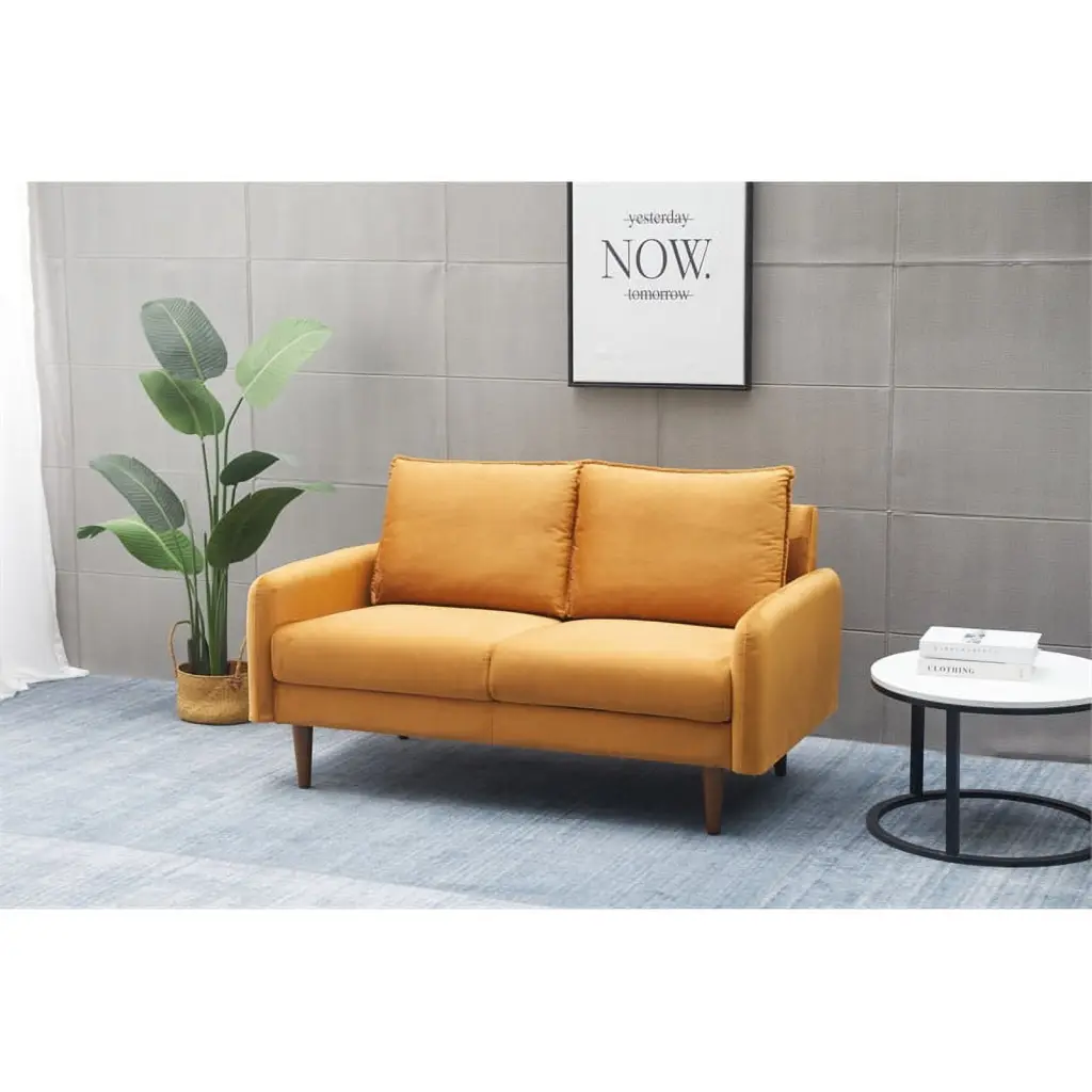 Pemberly Row Contemporary Velvet Living Room Loveseat Ginger