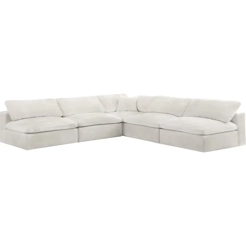 Meridian Furniture Cozy Cream Velvet Modular Sectional Sofa Living Room