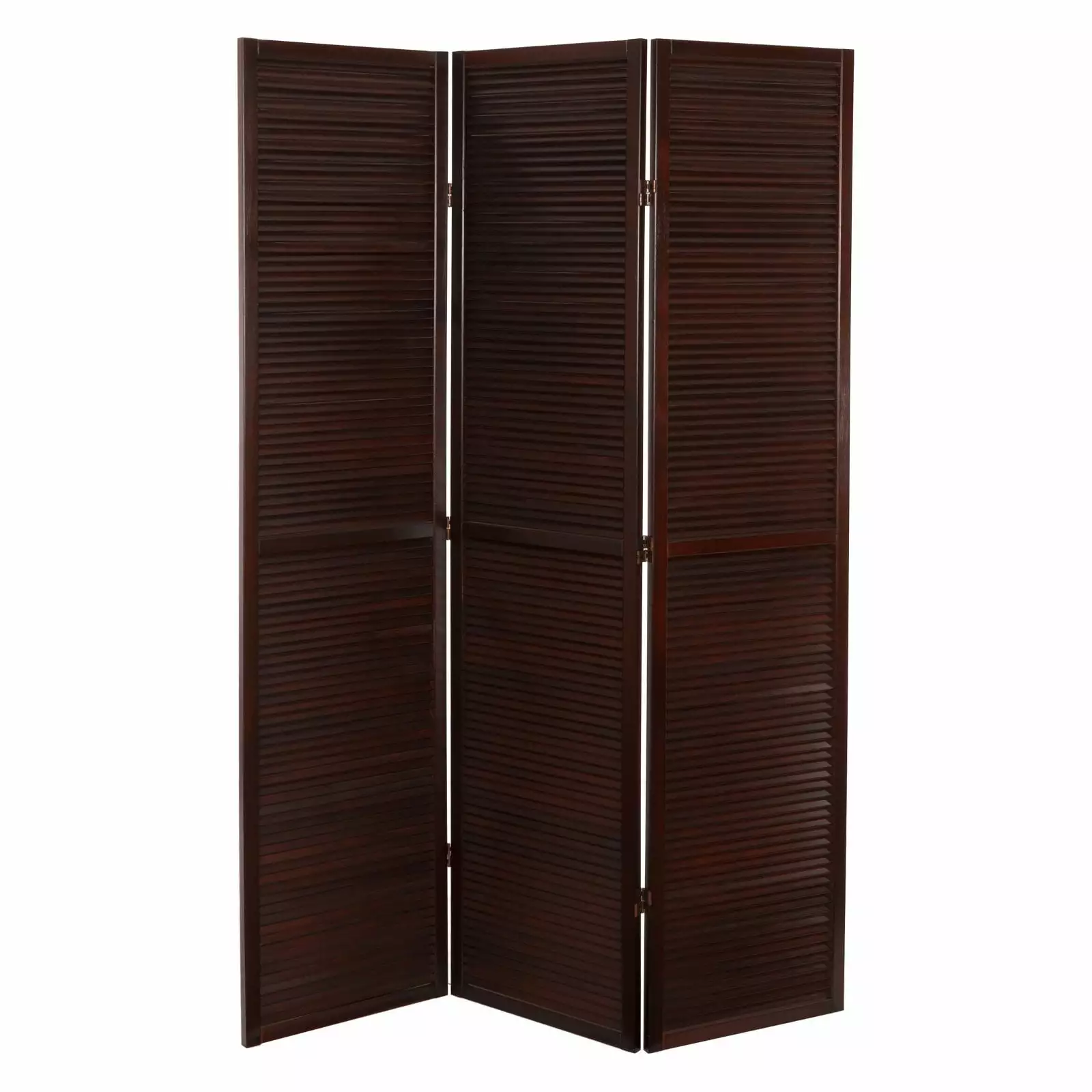 Oriental Furniture 6 ft. Tall Double Venetian Room Divider 3 Panel Walnut Finish