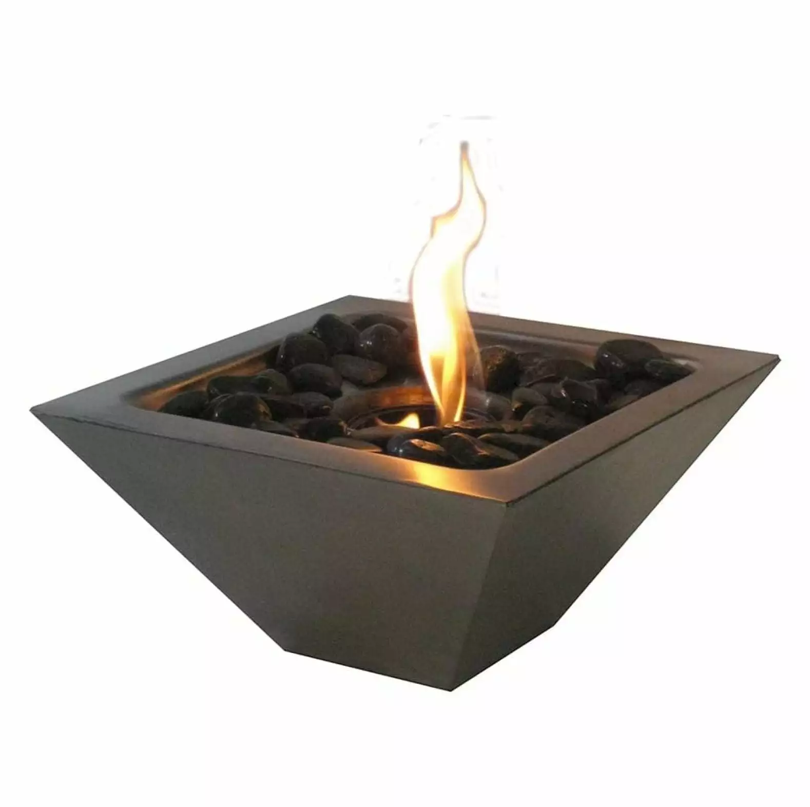 GnHoCh Empire Portable Ventless Gel Fuel Fireplace Polished Stones Stainless Steel