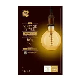 LED Vintage Light Bulb G40 Warm White Amber Bulb 250 Lumens 5-Watt