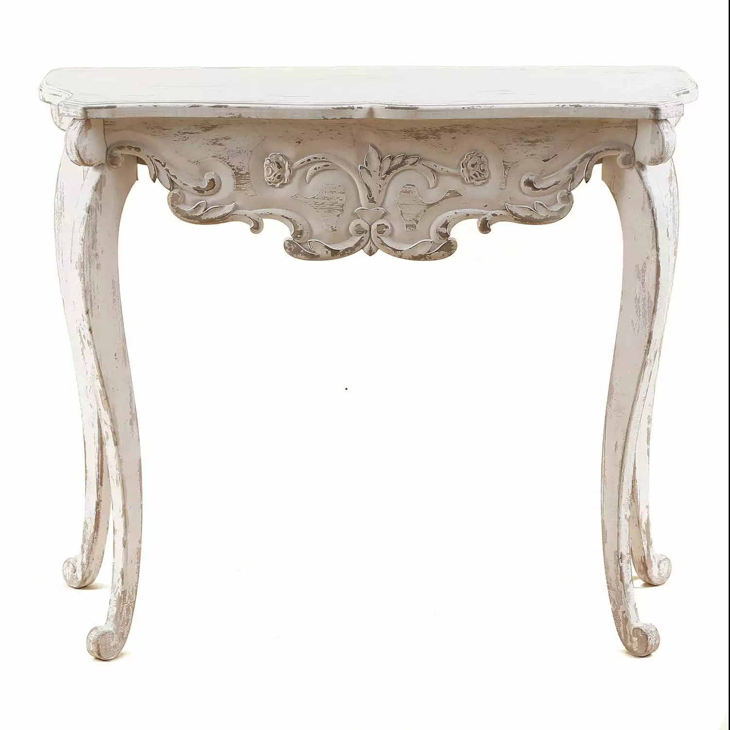 HomeStock Nordic Haven Vintage Off White Wood Console Table - Entryway Living Room Console