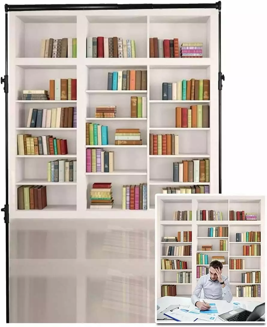 6x8ft Modern School Bookcase Background Library Bookshelves Backdrop Floor Generic