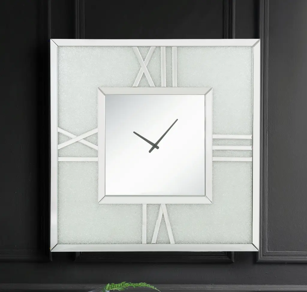 Noralie Mirrored Faux Diamonds Wall Clock LED - Modern Timepiece